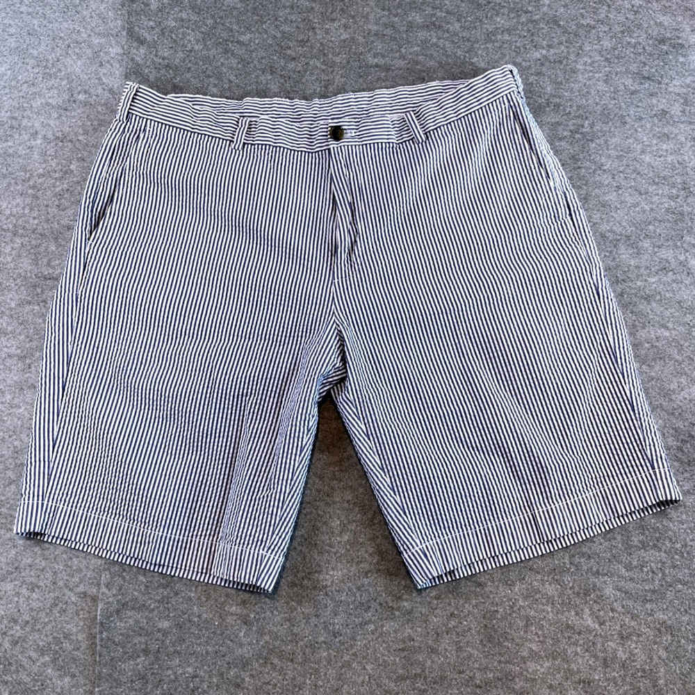 Brooks Brothers Mens Seersucker Shorts Blue White Striped Preppy  W40 Cotton